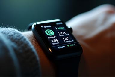Health data displayed on smartwatch screen